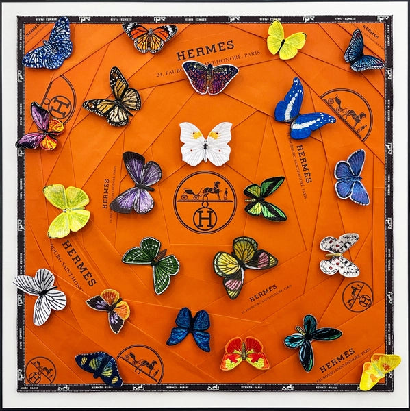 HERMES アートプリント 花と蝶 BUTTERFLY SWARM (HERMES) MOD15904 – Stephen Wilson | AND COLLECTION